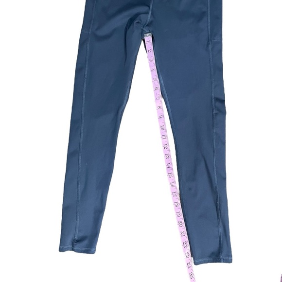 Love & Sports Gray Leggings with Yellow Waistband Side Pockets Sz S - Picture 5 of 6